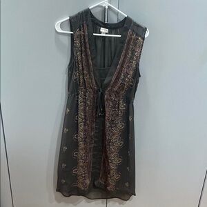Merona Brown and Gold Plunge Neck Cocktail Dress